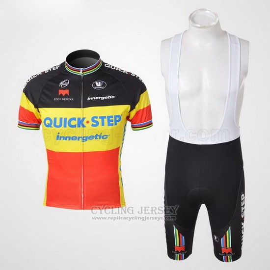 2010 Cycling Jersey Quick Step Champion Belgium Short Sleeve and Bib Short